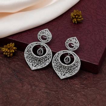 Pink color american diamond earrings 1