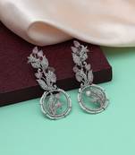 Pink color american diamond earrings