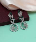 Green color american diamond earrings