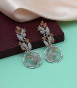 Peach color american diamond earrings