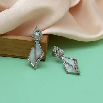 White color american diamond earrings 1