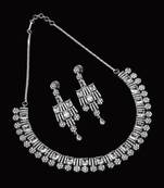 Silver color american diamond premium necklace set