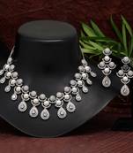 Silver color american diamond premium necklace set