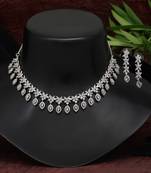 Silver color american diamond premium necklace set