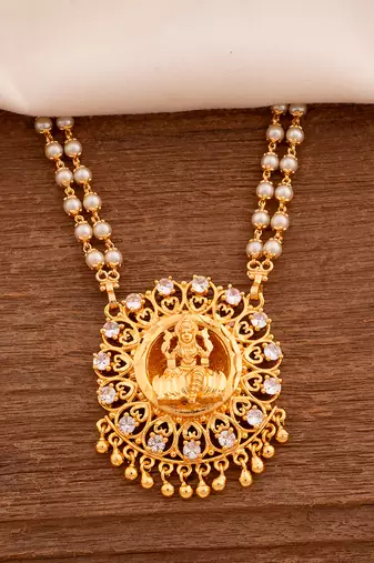  pearl Laxmi pendant necklace MEDIUM one gram gold