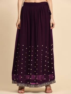 Purple embroidered with embellished georgette sharara suit 3