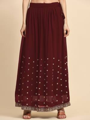 Maroon embroidered with embellished georgette sharara suit 3
