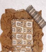 Chikoo Cotton Printed Unstitched Suit With Nazneen Dupatta