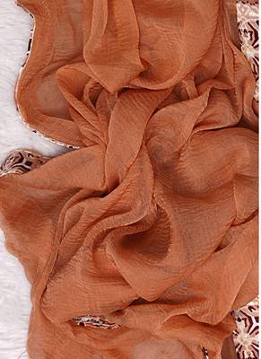 Peach Cotton Printed Unstitched Suit With Nazneen Dupatta 5