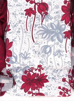 White American Crepe Printed Unstitched Suit With Chiffon Dupatta 2