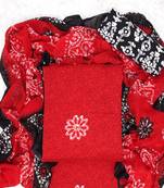 Red American Crepe Printed Unstitched Suit With Chiffon Dupatta