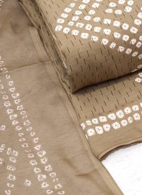 Beige American Crepe Printed Unstitched Suit With Chiffon Dupatta 4