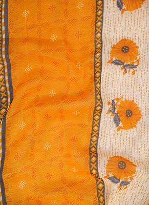 Yellow American Crepe Printed Unstitched Suit With Chiffon Dupatta 5