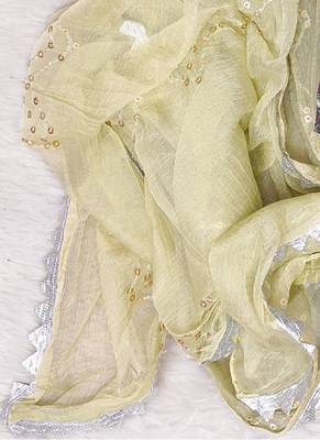 Light Lime Cotton Printed Unstitched Suit With Nazneen Dupatta 5