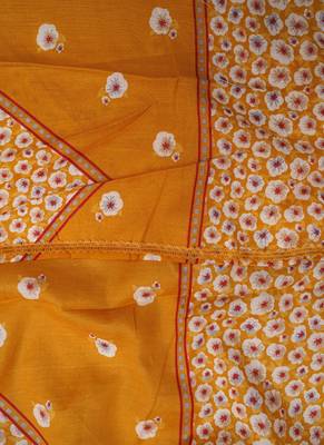 Yellow Cotton Printed Unstitched Suit With Cotton Dupatta 5