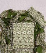 Green Cotton Printed Unstitched Suit With Cotton Dupatta