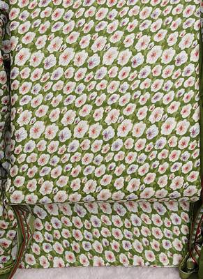 Green Cotton Printed Unstitched Suit With Cotton Dupatta 2