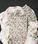 Off White Cotton Printed Unstitched Suit With Cotton Dupatta