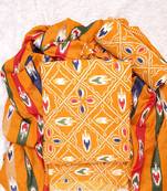 Yellow Cotton Printed Unstitched Suit With Cotton Dupatta