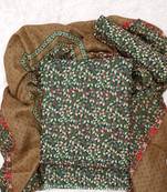 Green Cotton Printed Unstitched Suit With Cotton Dupatta