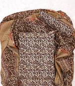 Coffee Cotton Printed Unstitched Suit With Cotton Dupatta