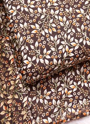 Coffee Cotton Printed Unstitched Suit With Cotton Dupatta 3