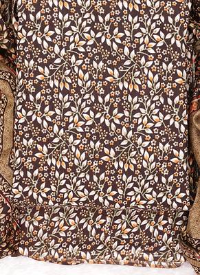 Coffee Cotton Printed Unstitched Suit With Cotton Dupatta 4