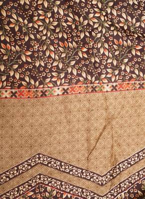 Coffee Cotton Printed Unstitched Suit With Cotton Dupatta 5