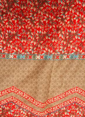 Red Cotton Printed Unstitched Suit With Cotton Dupatta 5