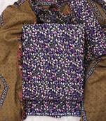 Blue Cotton Printed Unstitched Suit With Cotton Dupatta