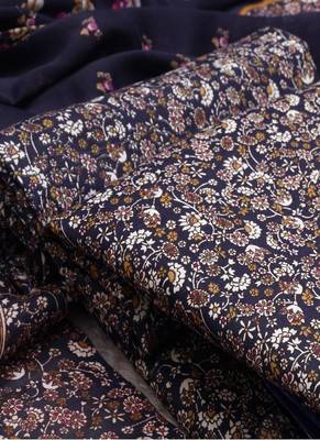 Navy Blue Digital Cotton Suit With Indo Dupatta 3