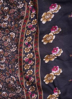 Navy Blue Digital Cotton Suit With Indo Dupatta 5