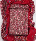 Maroon Digital Cotton Suit With Indo Dupatta