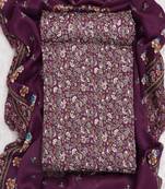 Wine Digital Cotton Suit With Indo Dupatta