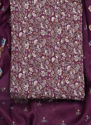 Wine Digital Cotton Suit With Indo Dupatta 2
