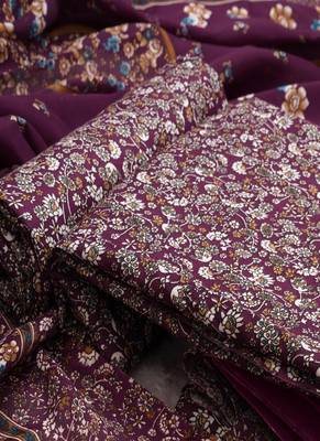 Wine Digital Cotton Suit With Indo Dupatta 3