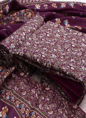 Wine Digital Cotton Suit With Indo Dupatta 4