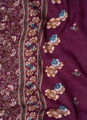 Wine Digital Cotton Suit With Indo Dupatta 5