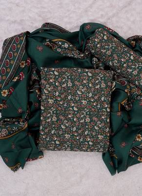 Green Digital Cotton Suit With Indo Dupatta 1