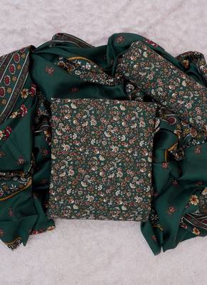 Green Digital Cotton Suit With Indo Dupatta 2