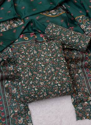 Green Digital Cotton Suit With Indo Dupatta 3