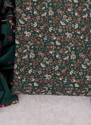 Green Digital Cotton Suit With Indo Dupatta 5