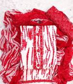 White Red Cotton Printed Unstitched Suit With Nazneen Dupatta