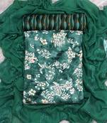 Turquoise Indo Foil Print Suit With Crosset Dupatta