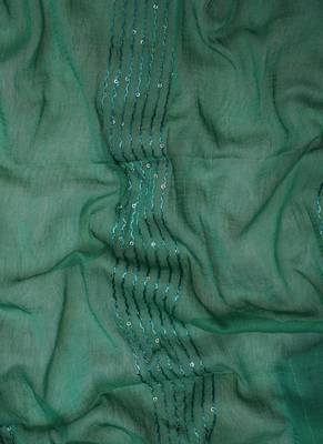 Turquoise Indo Foil Print Suit With Crosset Dupatta 5