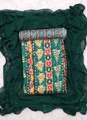 Green Indo Foil Print Suit With Crosset Dupatta 1