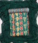 Green Indo Foil Print Suit With Crosset Dupatta
