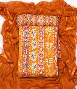 Yellow Indo Foil Print Suit With Crosset Dupatta