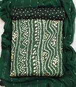 Green Indo Foil Print Suit With Crosset Dupatta