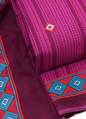 Rani Pink Cotton Geometric Unstitched Suit With Cotton Dupatta 4